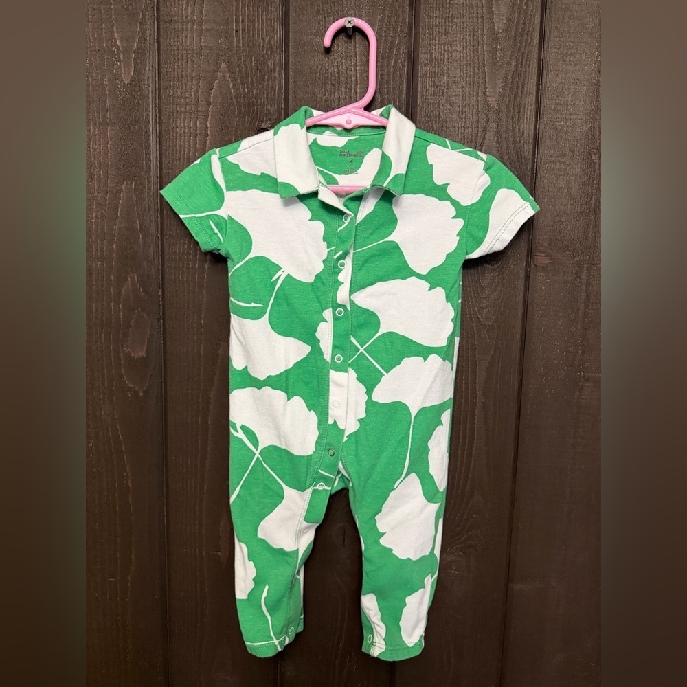 DIANE VON FURSTENBERG Infant 6-9 Months Baby Snap Up One Piece Green/White